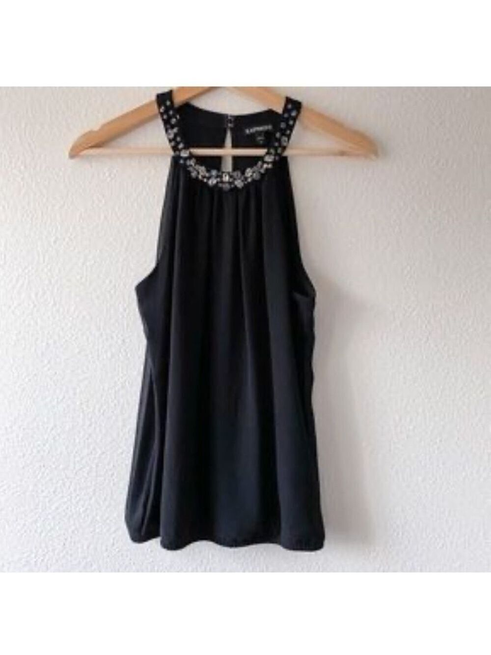 Express black jeweled neck top